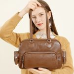 Retro Solid Color Handheld Bowling Bag Autumn Winter New Cross-border Versatile Commuter Niche Underarm Shoulder Bag