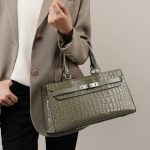 Kelly Style Crocodile Pattern Cowhide Versatile Bag 2025 New Handheld Shoulder Crossbody Large Capacity