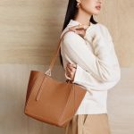 Autumn Winter New Amazon Best Seller Top Layer Cowhide Tote Genuine Leather Geometric Bag Transformable Shoulder Big Bag