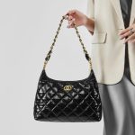 2025 New Classic Style Genuine Leather Shoulder Hippie Bag Premium Chunky Chain Hobo Underarm Quilted Bag