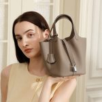 Silver Buckle Genuine Leather Basket Bag 2025 New Fashion Handbag Lychee Pattern Bucket Bag