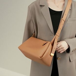 Product Image for 12945 Cowhide Black Bag 2025 New Genuine Leather Crossbody Premium Baguette Underarm Summer Soft Leather Bag - Image 1
