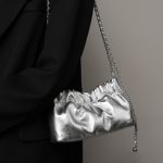 2025 Trendy Underarm Bag Premium Cloud Pleated Bag Top Layer Cowhide Shoulder Crossbody Gold Ball Chain