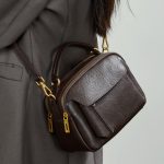 Genuine Leather Fashion Boston Bag Retro Top Layer Crystal Vegetable Tanned Cowhide Handbag Crossbody Trendy Shoulder