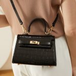 Bag 2025 Autumn Winter New Crossbody Light Luxury Handbag Crocodile Pattern Kelly Style Cowhide Small Bag