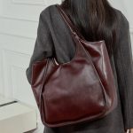 Export New Top Layer Cowhide Crossbody Vegetable Tanned Leather Large Capacity Shoulder Bag Commuter Shopping Bag Underarm