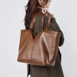 Vegetable Tanned Leather Minimalist Korean Style Genuine Leather Tote Shoulder Bag Large Capacity Underarm Handbag Cowhide