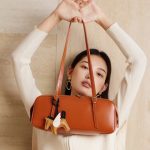 Genuine Leather Underarm Bag Retro Bowling Bag Versatile Niche Vegetable Tanned Top Layer Cowhide Handbag