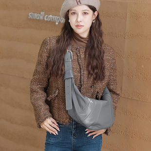 Product Image for 12459 Horn Bag 2025 New Large Croissant Bag Genuine Leather Versatile Commuter Large Capacity Shoulder Crossbody Dumpling Bag - Image 1