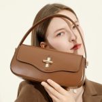 Korean Niche Design Moon Baguette Bag Genuine Leather Handbag 2025 Premium Shoulder Crossbody Underarm