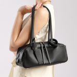Winter Top Layer Cowhide Bowling Underarm Bag Shoulder Toast Bag Pillow Bag Large Capacity Commuter Genuine Leather