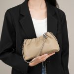 2025 Trendy Chain Underarm Bag Premium Cloud Pleated Bag Cowhide Shoulder Crossbody Gold Ball Chain