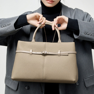 Product Image for 13275 Premium Genuine Leather Handbag 2025 New Spring Summer Large Capacity Commuter Birkin Style Bag Briefcase - Image 1