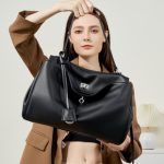 25 New Rodeo Kelly Style Tote Large Capacity Smooth Calfskin Shoulder Handbag Lock Buckle Commuter Underarm Bag